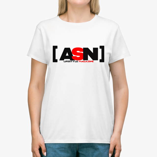 ASN Lifestyle Magazine white unisex tshirt lady example