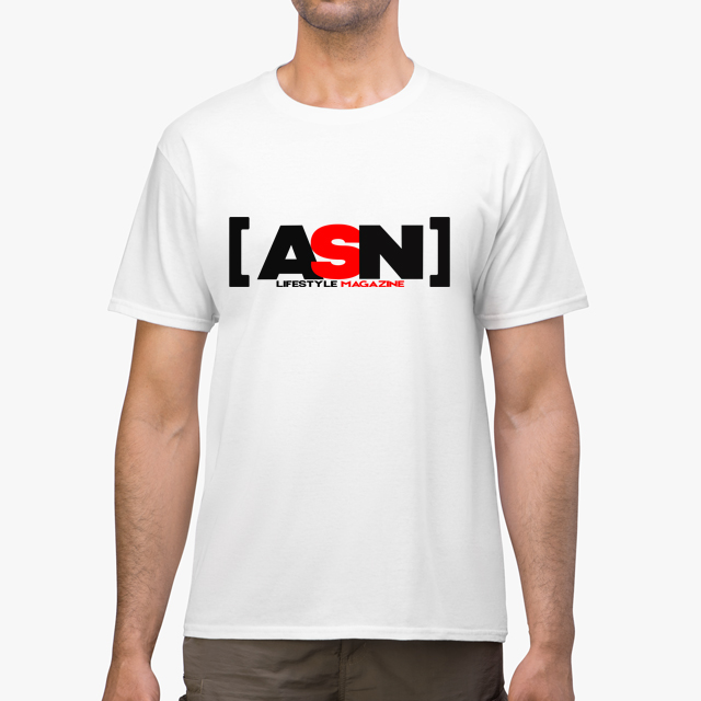 ASN Lifestyle Magazine white unisex tshirt man example