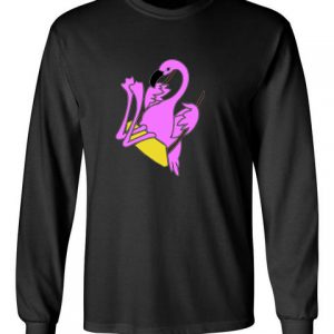 The Swinging Flamingos black front long sleeve t-shirt