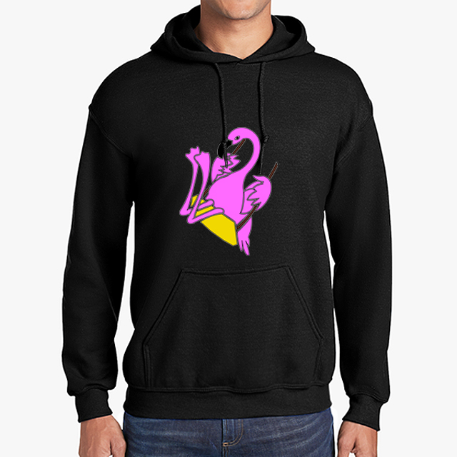 The Swinging Flamingos black hoodie front