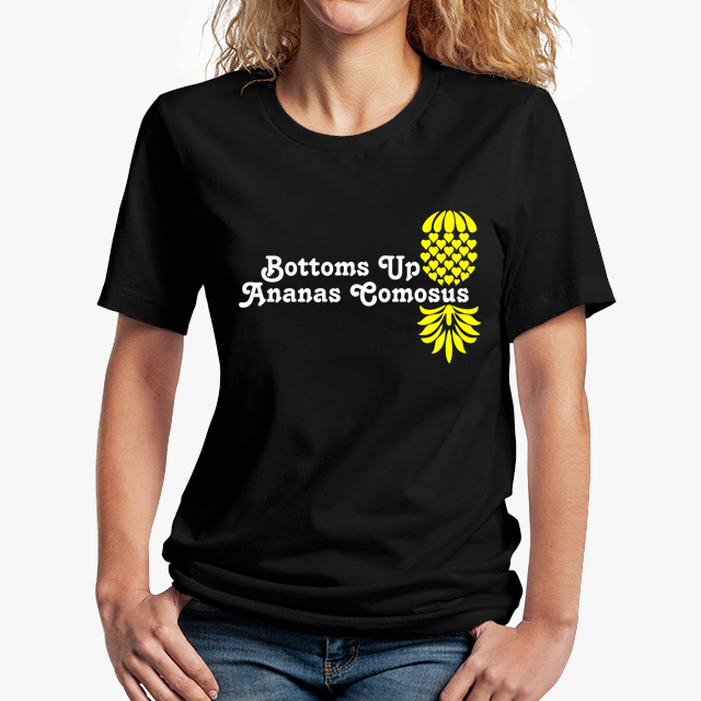 The Upsidedown Pineapple Bottoms Up Black Unisex T-Shirt