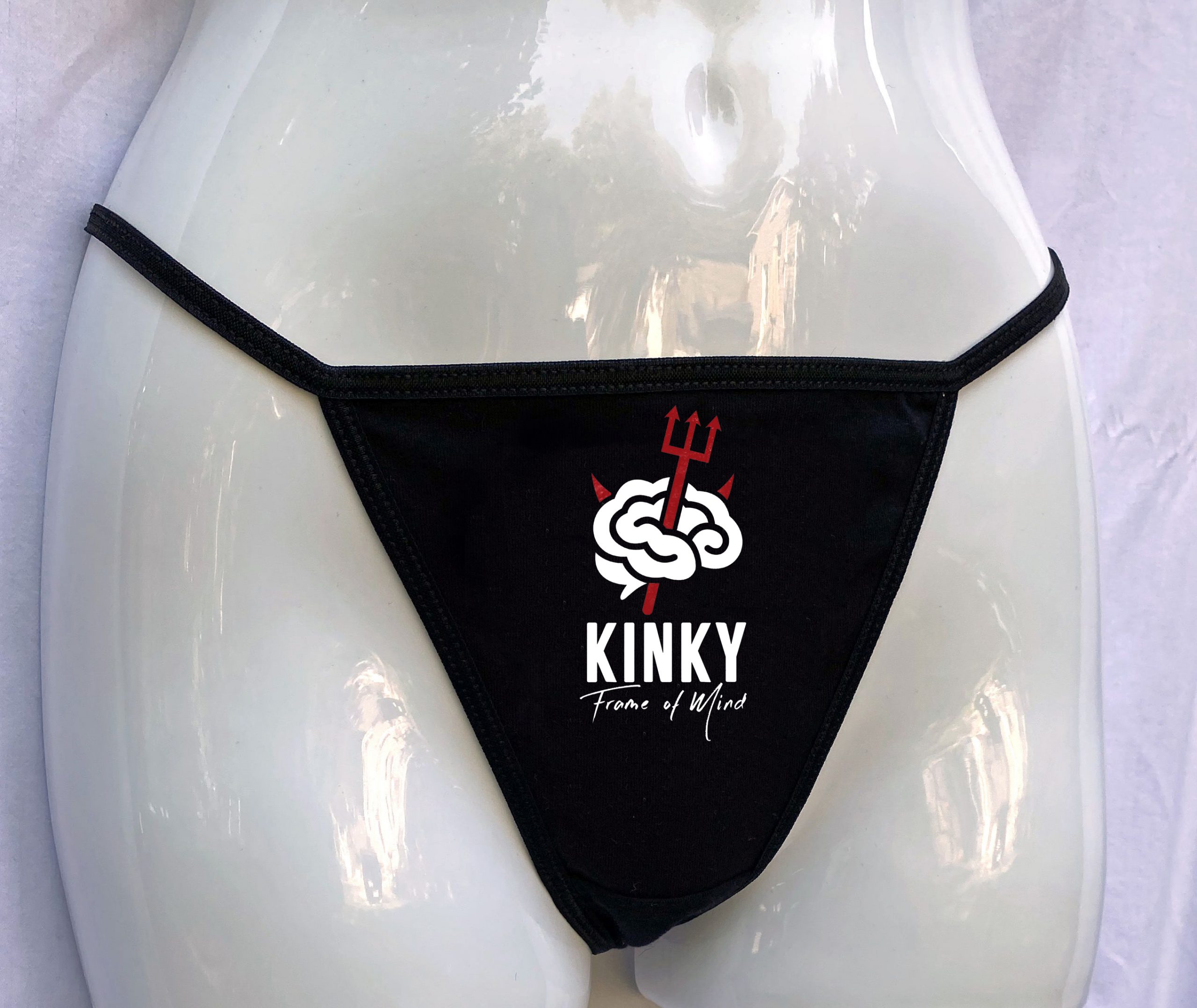 Kinky Frame of Mind Devilish Black Thong Panties