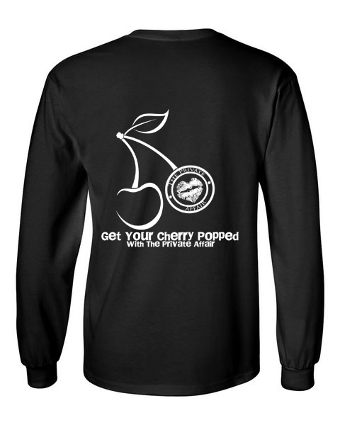 Get Your Cherry Popped with The Private Affair Black Long Sleeve T-Shirt