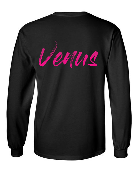 Venus Black Unisex Long Sleeve T-Shirt