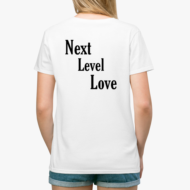 next level love black white unisex tshirt lady back example