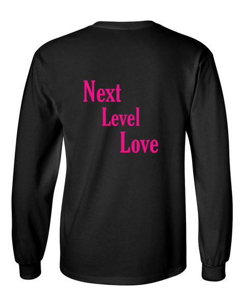 next level love pink black back long sleeve t-shirt