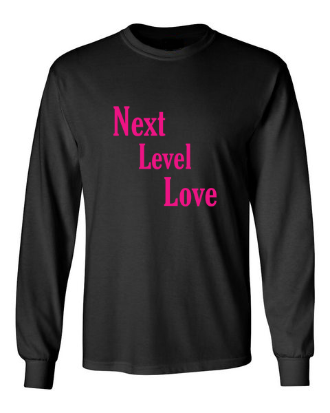 next level love pink black front long sleeve t-shirt