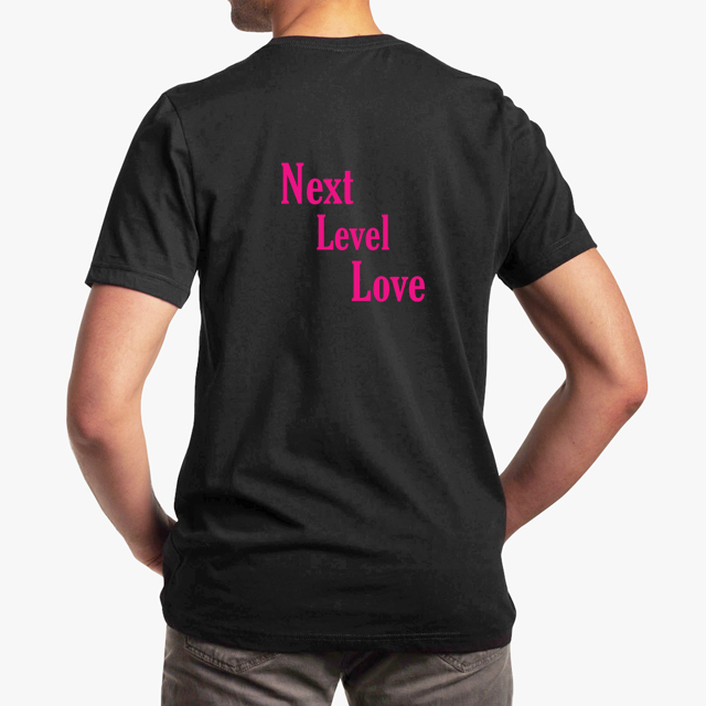 next level love pink black unisex tshirt - man back example