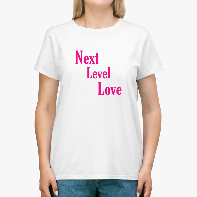 next level love pink white unisex tshirt lady example