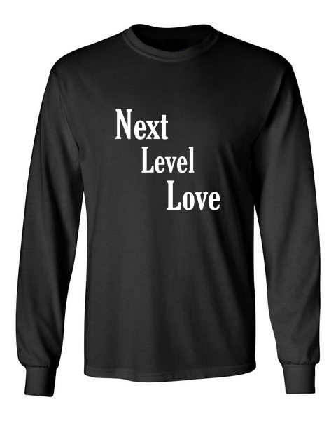 next level love white black front long sleeve t-shirt