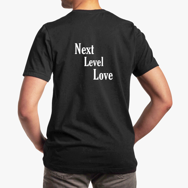 next level love white black unisex tshirt - man back