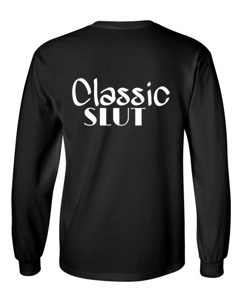 classic slut black back long sleeve t-shirt